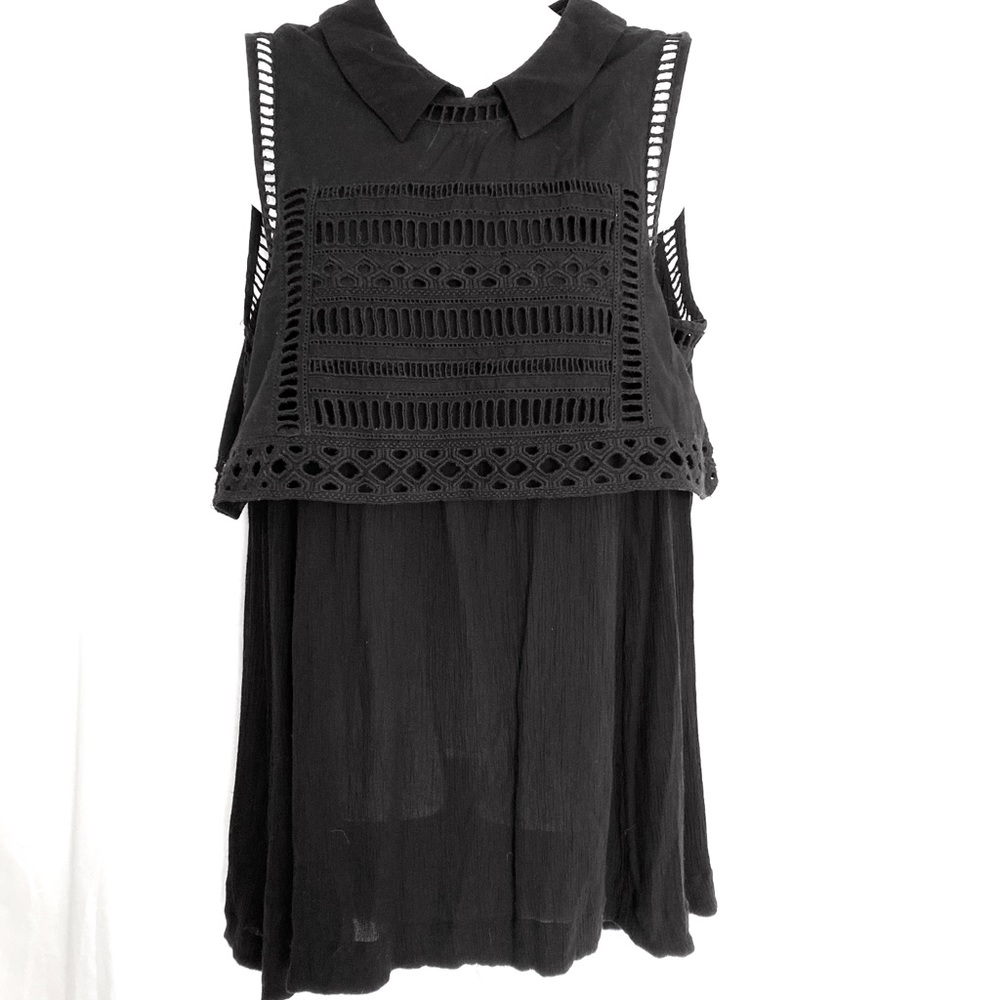 Free People Broderie Anglaise LG Black Cotton Mini